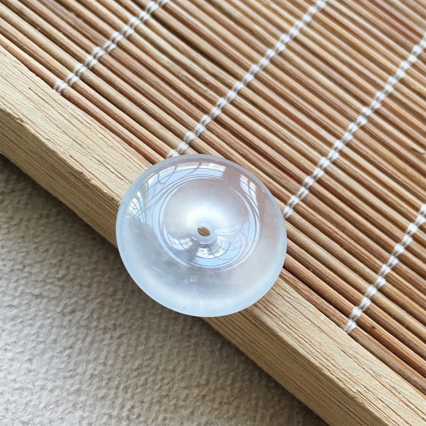 缅甸翡翠玻璃种纯净起光玉平安扣吊坠老种a货冰透水润玉扣怀古扣