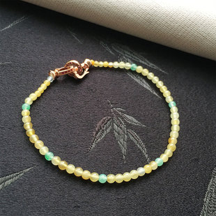 缅甸翡翠冰种三彩玉珠子手链卡3mm老种a货冰透水润颜色小米珠串