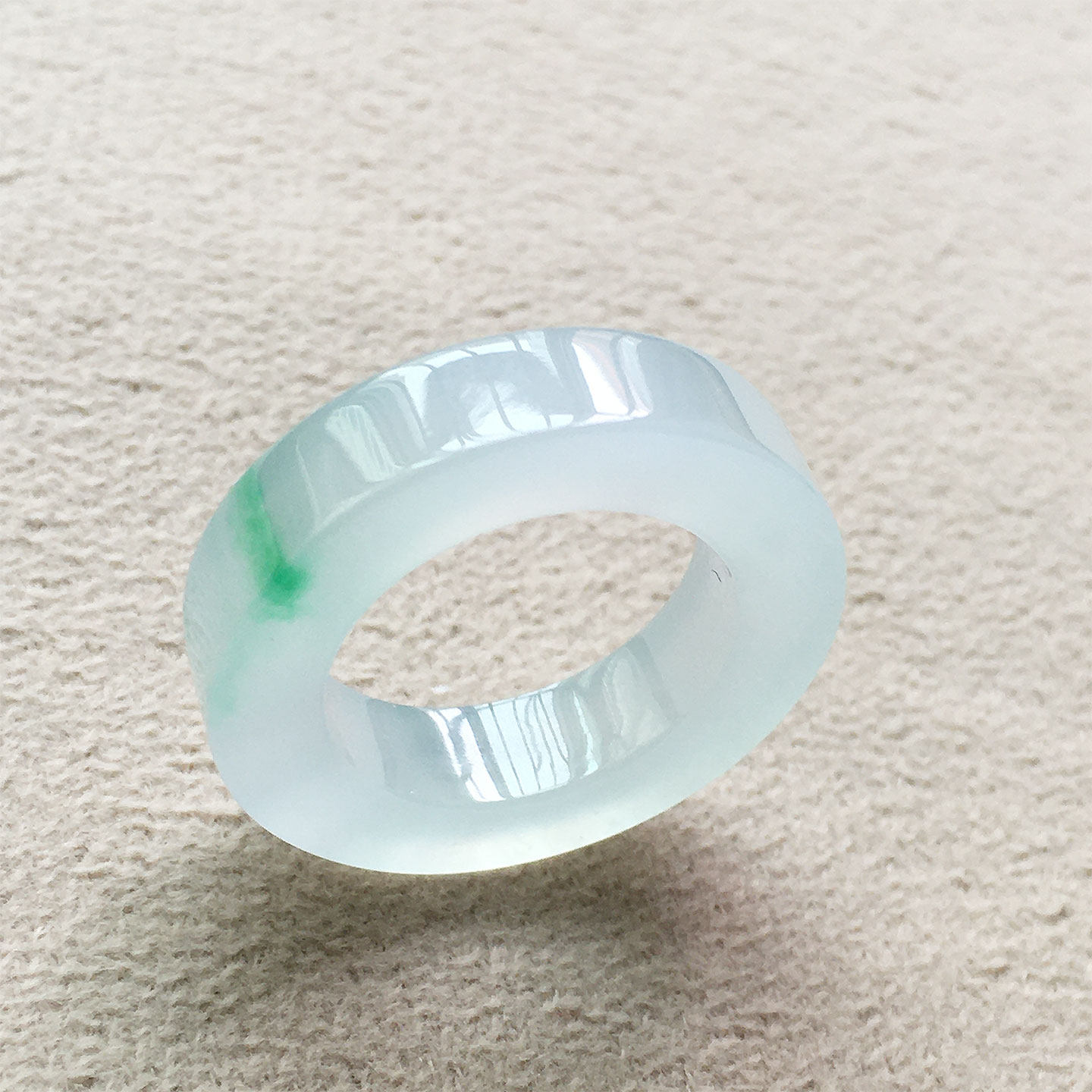 绿色玉方款指环戒圈12号圈