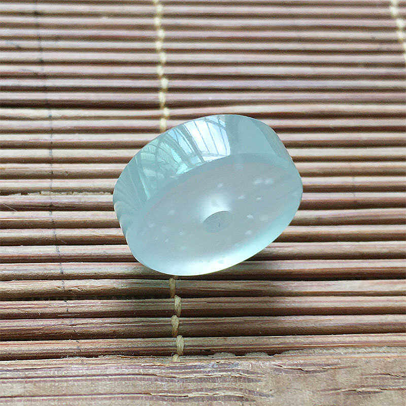 缅甸翡翠木那种雪花棉平安扣吊坠老种a货冰透起光玉怀古扣挂件高