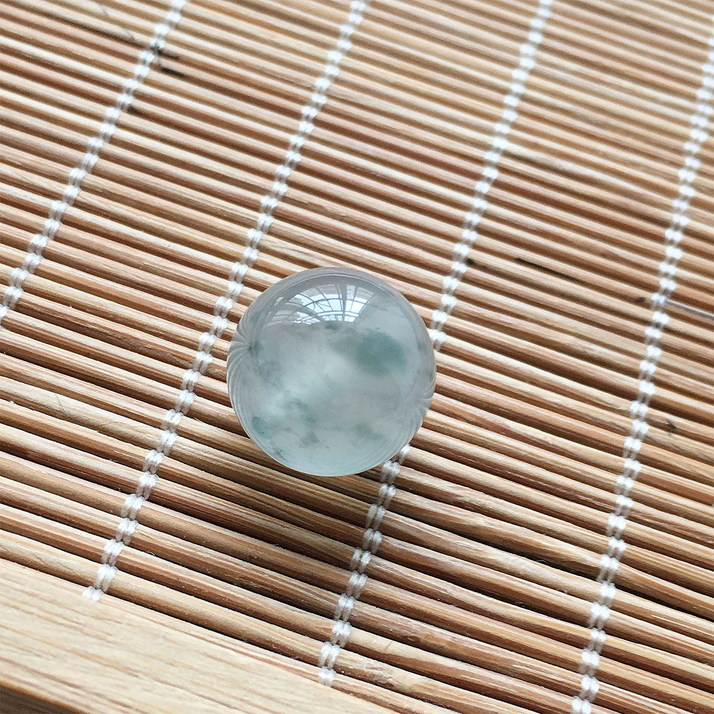 玉长廊翡翠A货冰飘绿花圆珠单珠