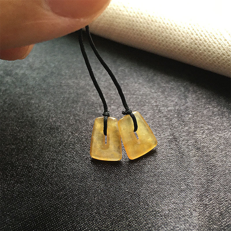 缅甸翡翠高冰种黄翡平安扣耳环耳坠老种a货冰透黄裸石耳饰镶嵌款
