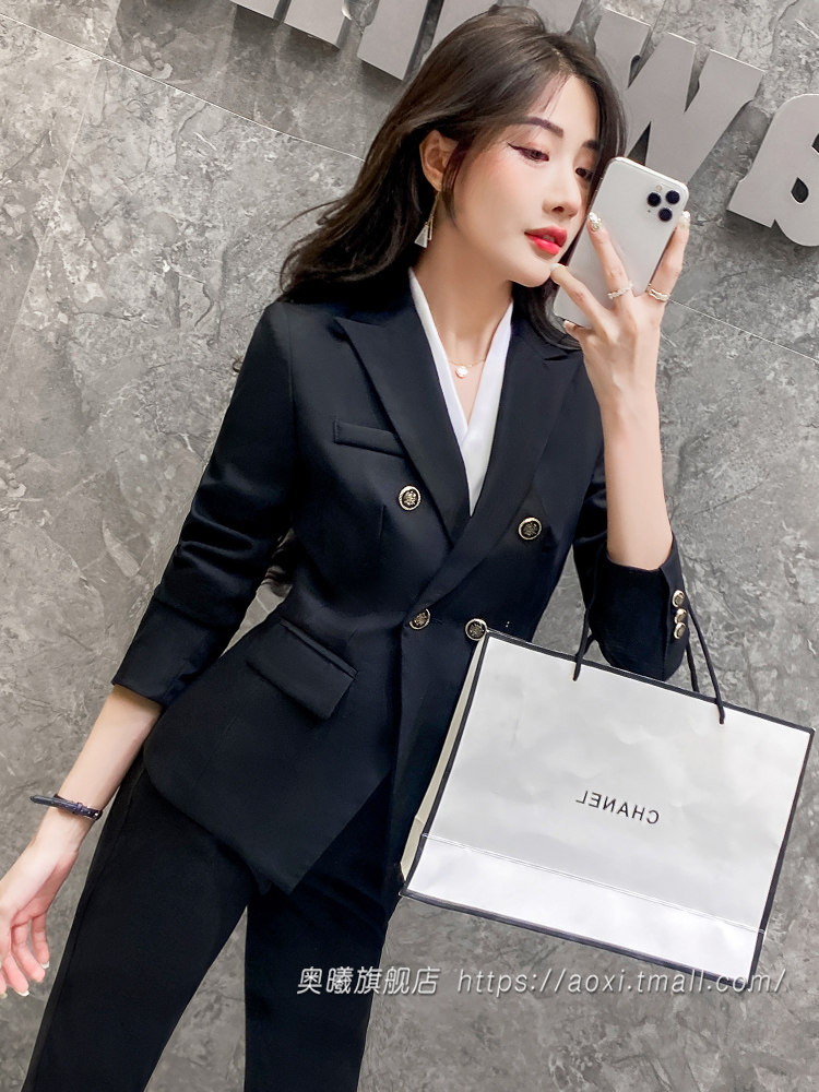 工作服职业气质女套装秋季长袖行政套装显瘦西装两件套南航制服