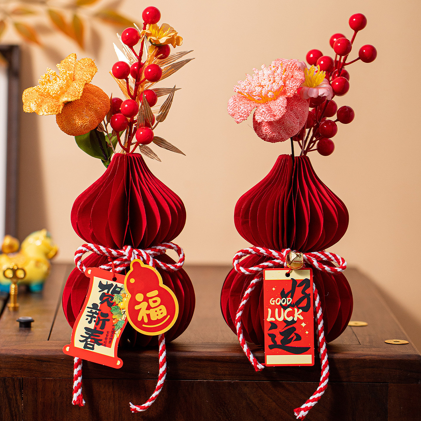 2026马年新年装饰福字葫芦摆件礼品过年春节客厅桌面氛围场景布置