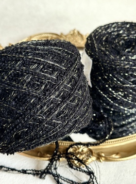 【黑金·小香风】手混线毛线包包特色线黑色编织围巾帽子diy柔软