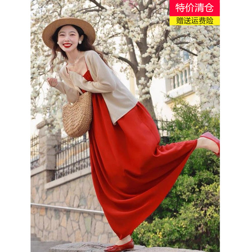 通勤宽松真丝纯色吊带清仓
