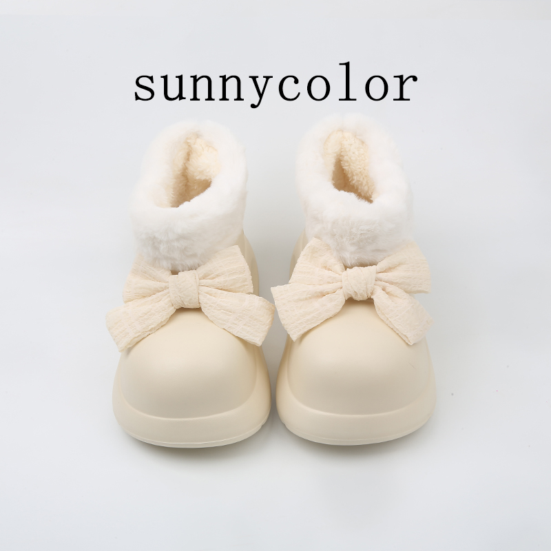 SUNNYCOLOR蝴蝶结防水雪地靴