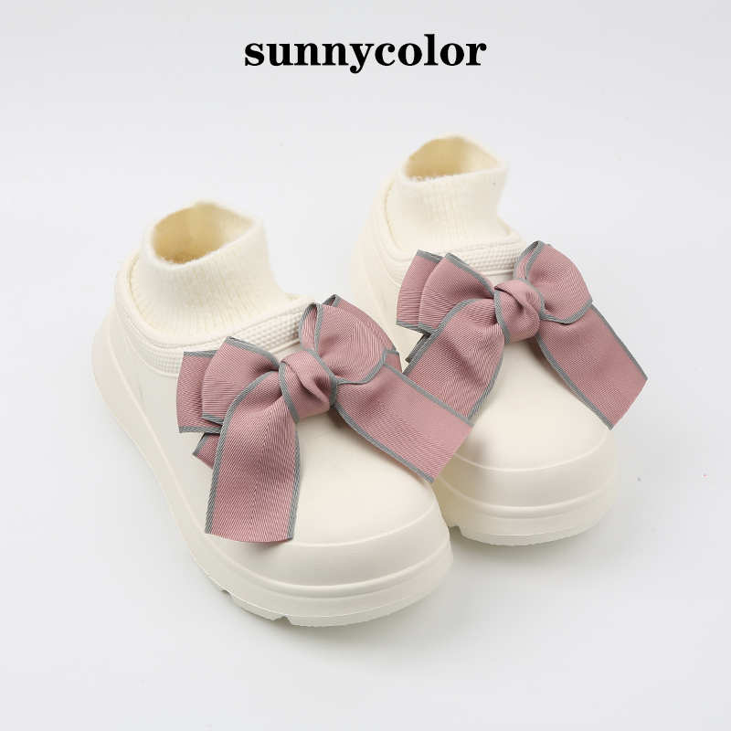 sunnycolor甜美蝴蝶结防水棉鞋女