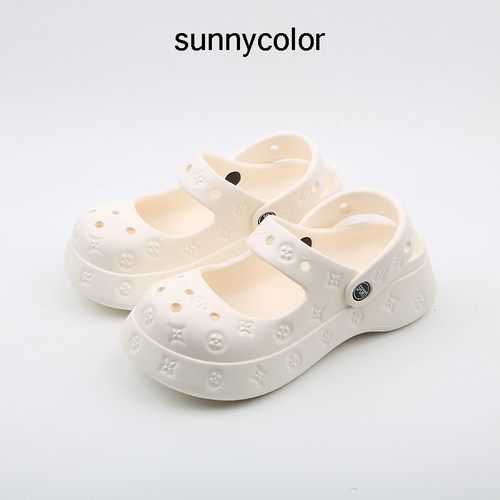 sunnycolor厚底玛丽珍洞洞鞋