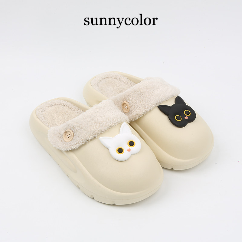 sunnycolor时尚卡通防水棉拖鞋