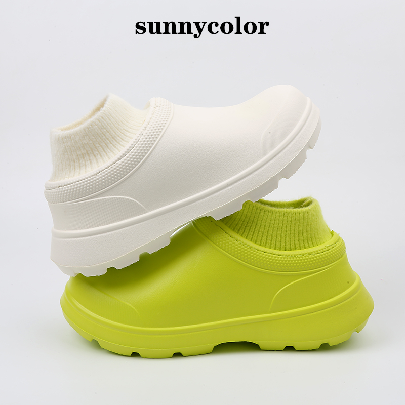 sunnycolor冬季休闲纯色防水雨鞋