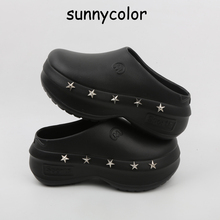 SUNNY COLOR厨师鞋女2025夏季新款增高厚底防滑时尚ins潮包头拖鞋