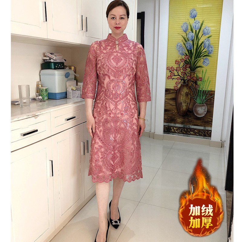 婚礼妈妈装旗袍五一年轻洋气小个子高端高贵喜婆婆女儿结婚宴礼服