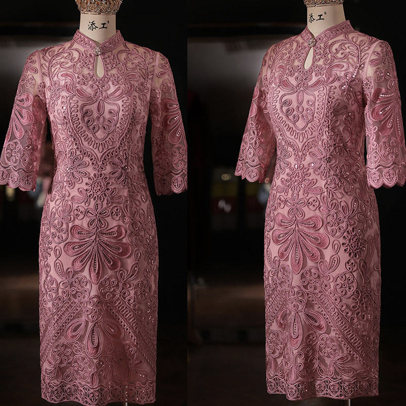 妈妈婚宴礼服高贵小个子洋气年轻喜婆婆婚宴装丈母娘女儿结婚旗袍