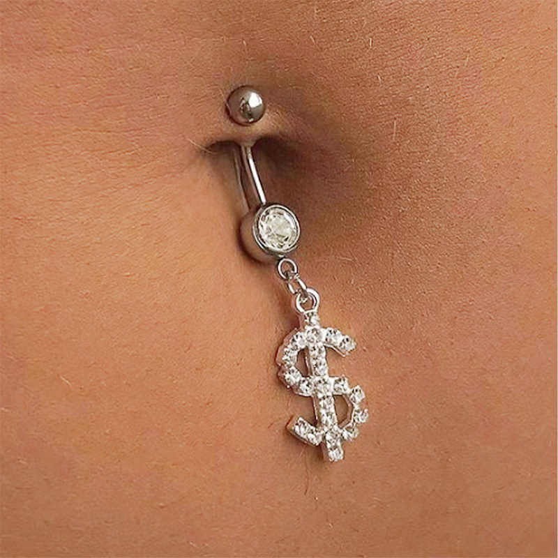 钛钢脐环肚脐钉防过敏满钻脐钉