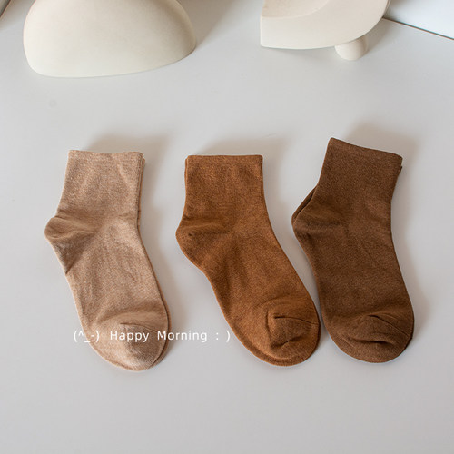 高级简约百搭短袜女ins学院纯色