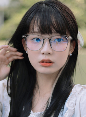 超轻tr90透明灰色防蓝光可配近视眼镜框学生圆脸小红书眼睛架女