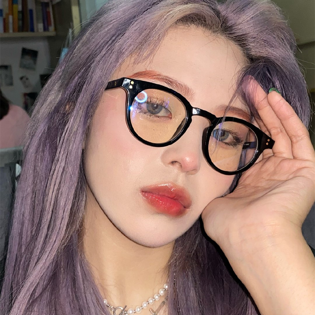 黑框素颜韩潮轻近视眼镜女圆框网红同款眼镜框小框防蓝光平光镜