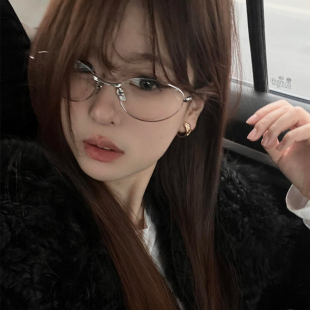 金属猫眼近视眼镜女度数可配防蓝光素颜高级感方圆脸书呆子镜框潮