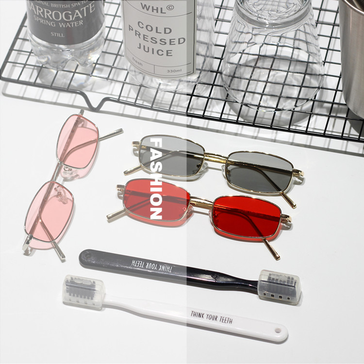 长方形小框金属太阳眼镜平光近视框男复古墨镜女韩版潮原宿风街拍