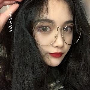 复古ins素颜护目眼镜框女韩版潮街拍网红大脸显瘦近视圆平光大框