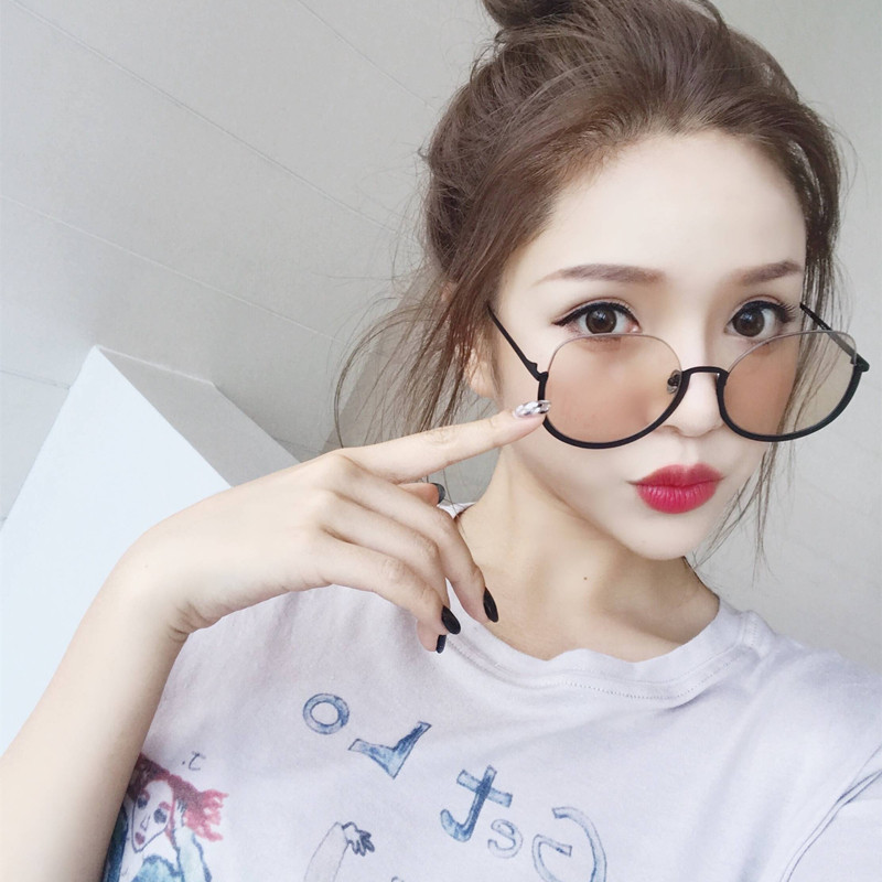 韩国大半框圆脸茶色显瘦大脸潮2019新款复古太阳镜墨镜女网红街拍