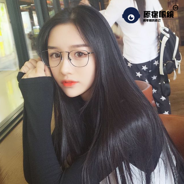 韩版潮超轻眼睛框金属方形平光镜复古女眼镜框架男配近视学生眼镜