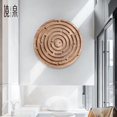 样板间立体木雕壁饰圆形墙饰过道走廊墙面装 饰挂件玄关墙上装 饰品