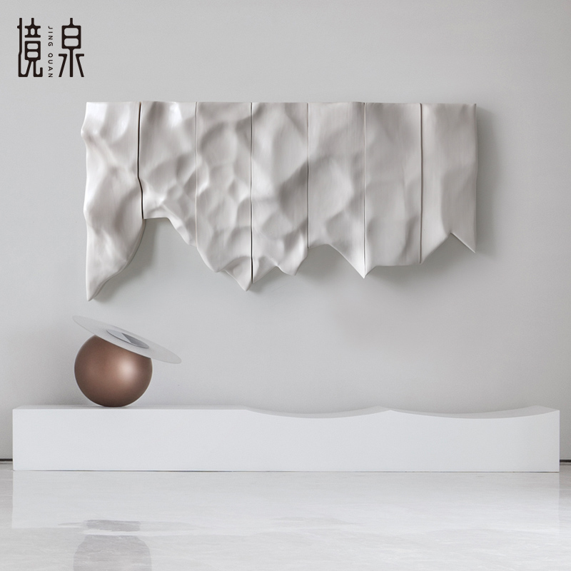 现代简约创意木雕样板间墙面装饰图片