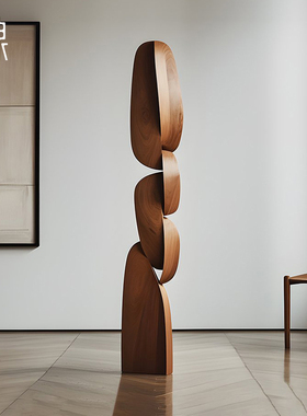 样板房玄关实木艺术雕塑落地摆件