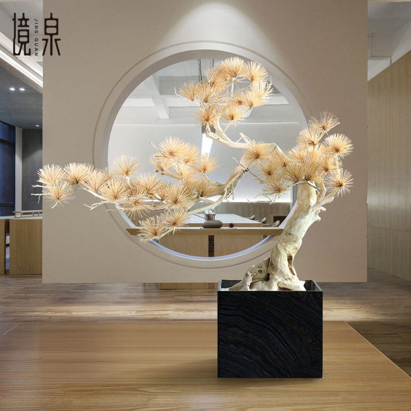 境泉仿真大型迎客松酒店大堂落地摆件开业礼品大件装饰品工艺品