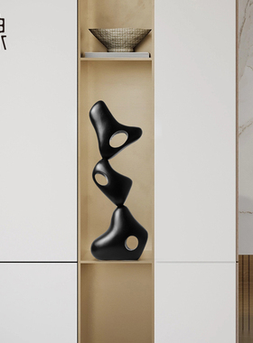 样板房玄关装饰抽象艺术木雕摆件