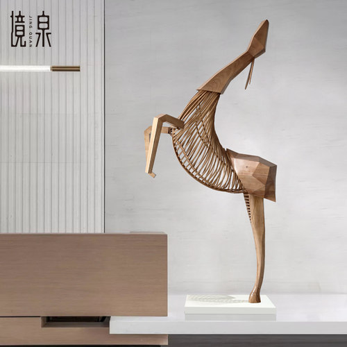 几何鹿落地摆件售楼处抽象雕塑