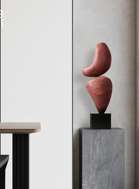 样板房玄关装饰抽象艺术木雕摆件