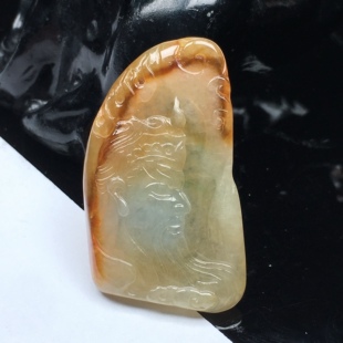 缅甸天然翡翠A货 冰种双彩关公吊坠