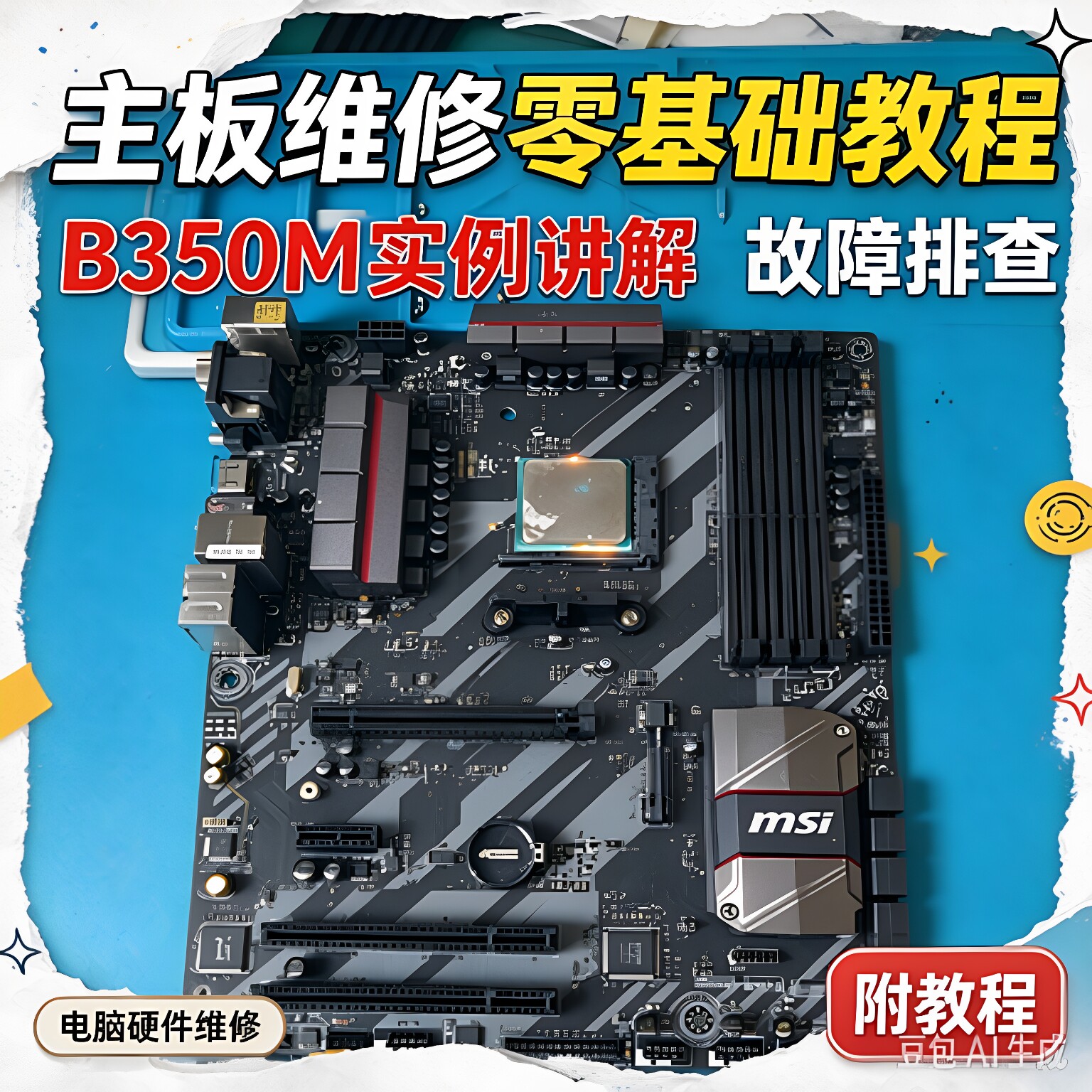 主板维修零基础教程B350M实例讲解电脑主板故障排查硬件维修资料