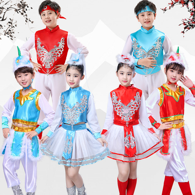 新款小荷风采马蹄哒哒儿童表演服民族蒙古族男女童少儿筷子舞服装
