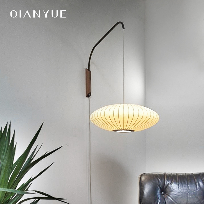 日式風床頭蠶絲燈罩壁燈