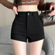黑色性感高腰a字西装 小个子显瘦辣妹弹力靴裤 短裤 女2025秋冬新款