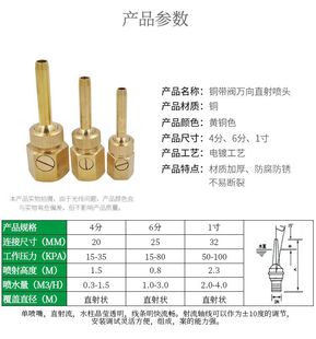 带阀万向可调直流喷头带开关直流直射喷水池水景景观喷泉喷头