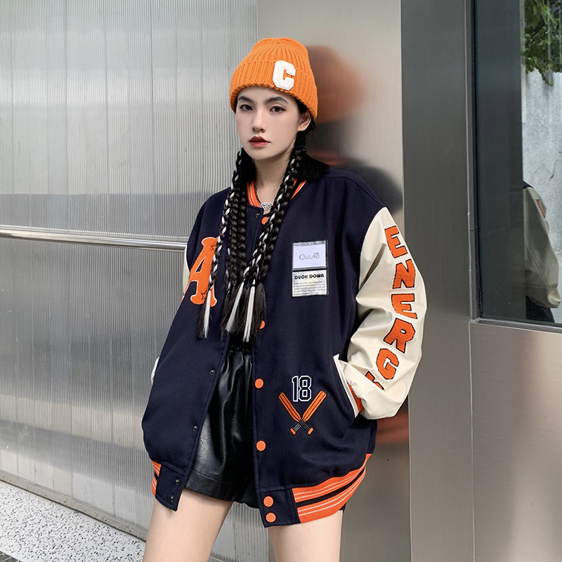 2024新款棒球服男休闲宽松外套学生美式夹克外套女嘻哈街舞情侣款