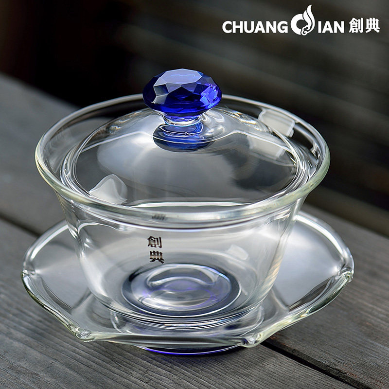 创典玻璃盖碗加厚三才盖碗家用大号耐热玻璃泡茶碗透明盖碗茶碗,餐饮具,盖碗,淘宝优惠券,粉丝福利购,淘宝优惠卷