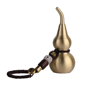 世壶手工黄铜葫芦空心带小刀钥匙扣小号茶玩摆件茶刀随身饰品挂件