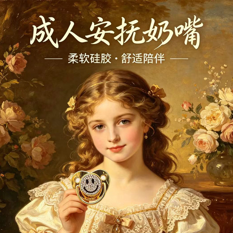 成人安抚奶嘴多巴胺粉色可爱大口径硅胶扁头磨牙少男女配饰项链