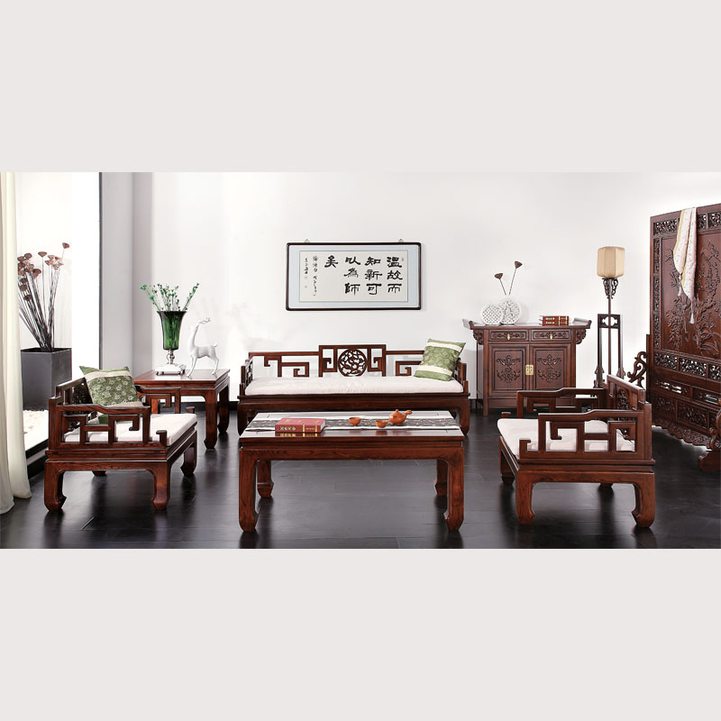 新古典风中式全实木组合客厅沙发