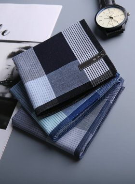 和木记Leslie纯棉男士手帕吸水擦汗复古老式手绢随身手绢生日礼物