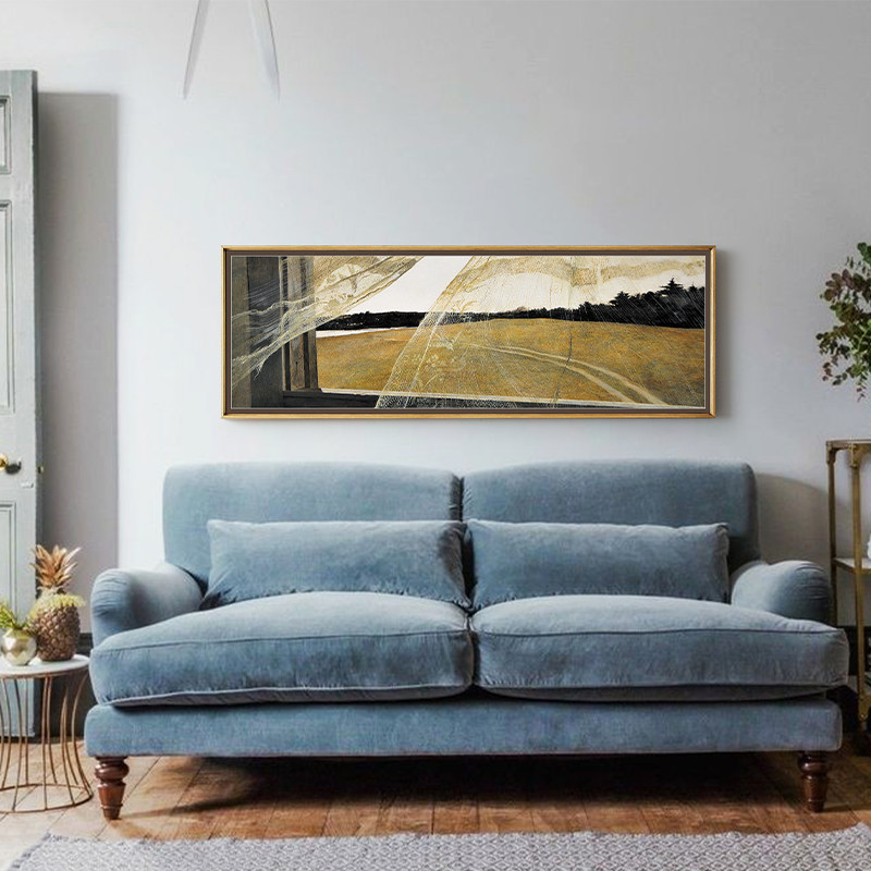 安德鲁怀斯海边的风美式轻奢卧室床头装饰画横版客厅沙发背景挂画