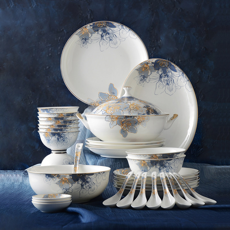 华光国瓷骨瓷餐具套装碗碟套装家用高档轻奢欧式送礼盒梦幻卡布里,餐饮具,餐具瓷器套装,淘宝优惠券,粉丝福利购,淘宝优惠卷