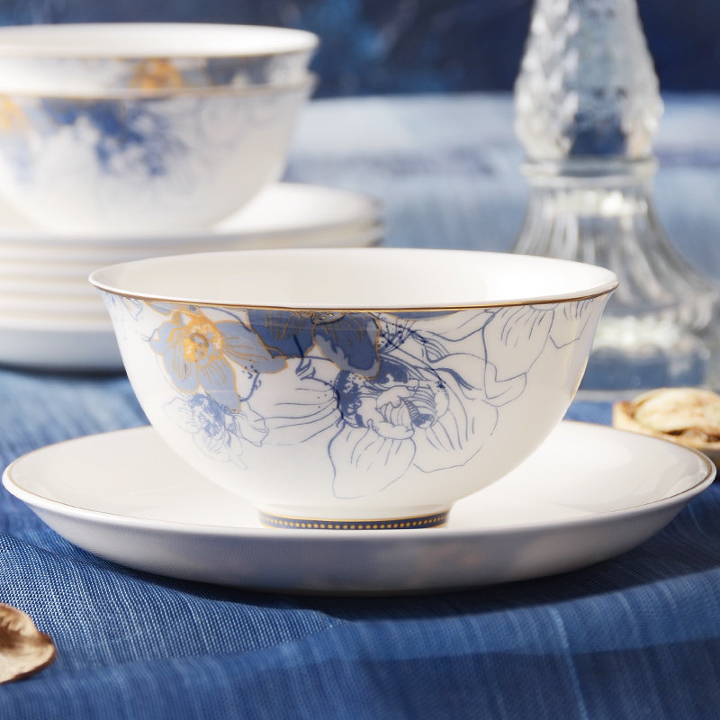 华光国瓷 骨瓷餐具单品散件轻奢家用中式骨瓷碗盘碟勺 梦幻卡布里