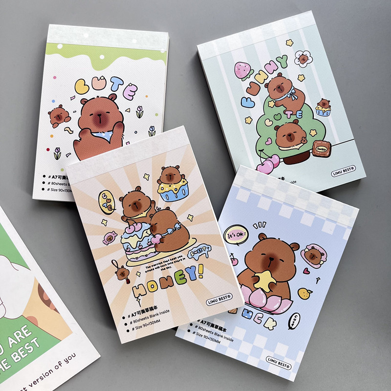 枥木一品卡皮巴拉笔记本拍纸本学生用a7可撕草稿纸空白记事本可爱